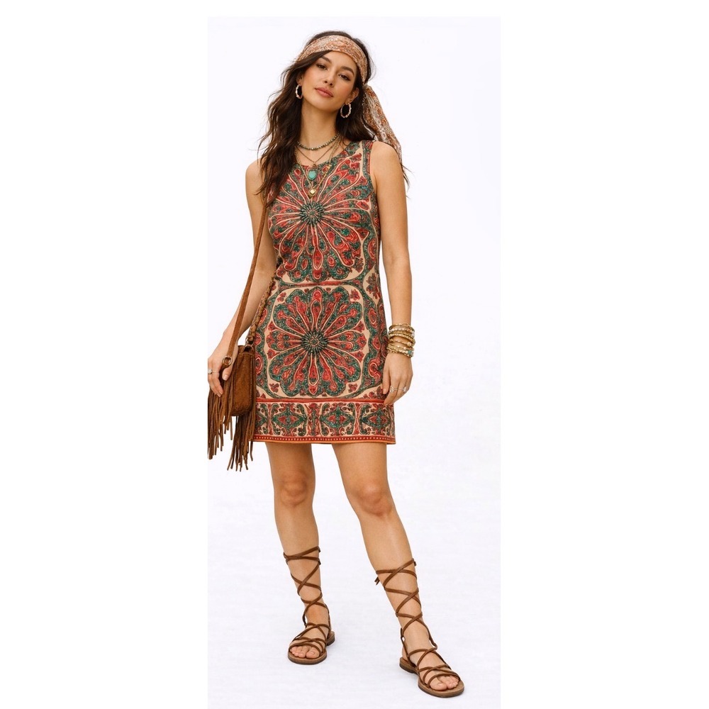 London Times Kaleidoscope Floral Shift Dress Psychedelic Indie Festival 10 Retro